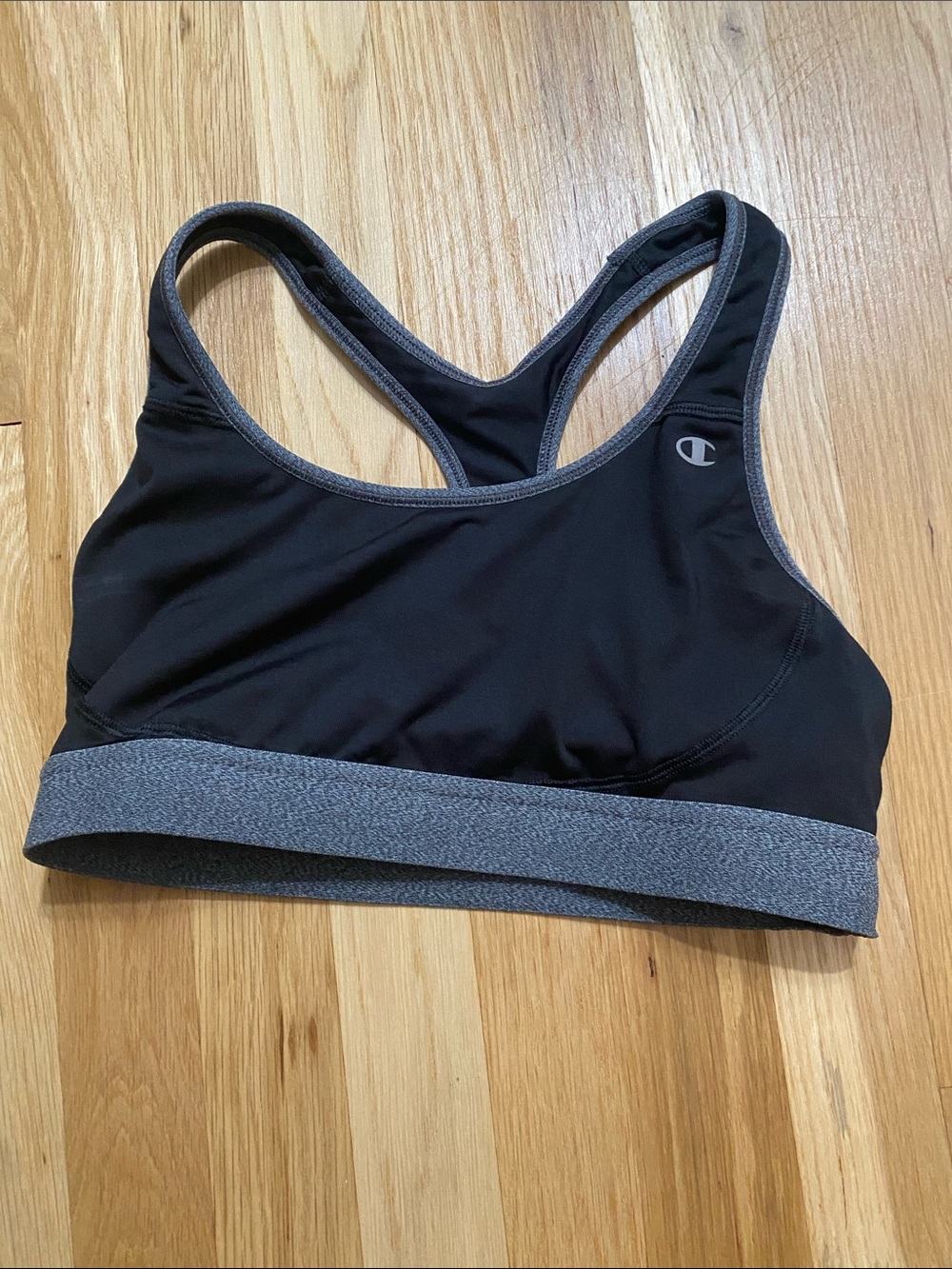 Champion Black Sports Bra with Gray Elastic Band